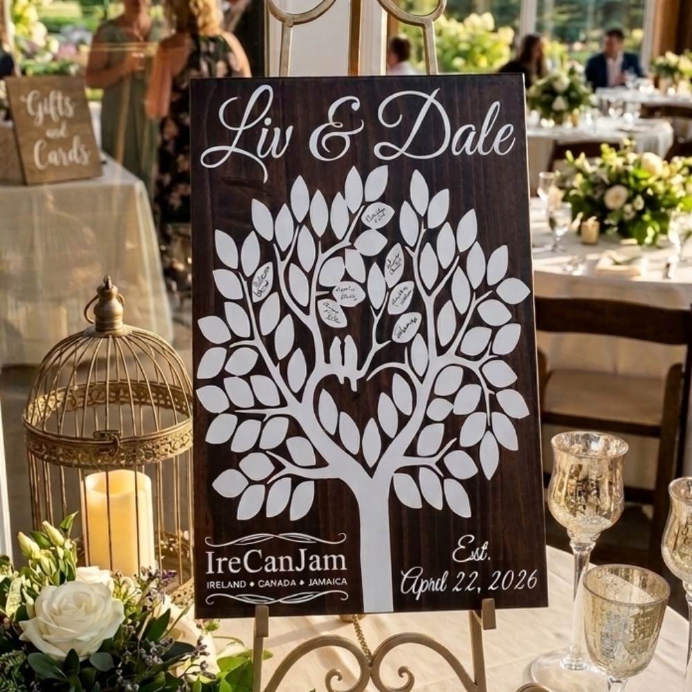 Personalized Custom Handcrafted Wedding Guest Book Wood Sign - Picture 2 of 3